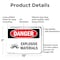 Signmission Explosive Materials Danger Sign, Aluminum, 10in W x 7in L, 2PK OS-2PACK-DS-A-710-L-1210 - alternate 4